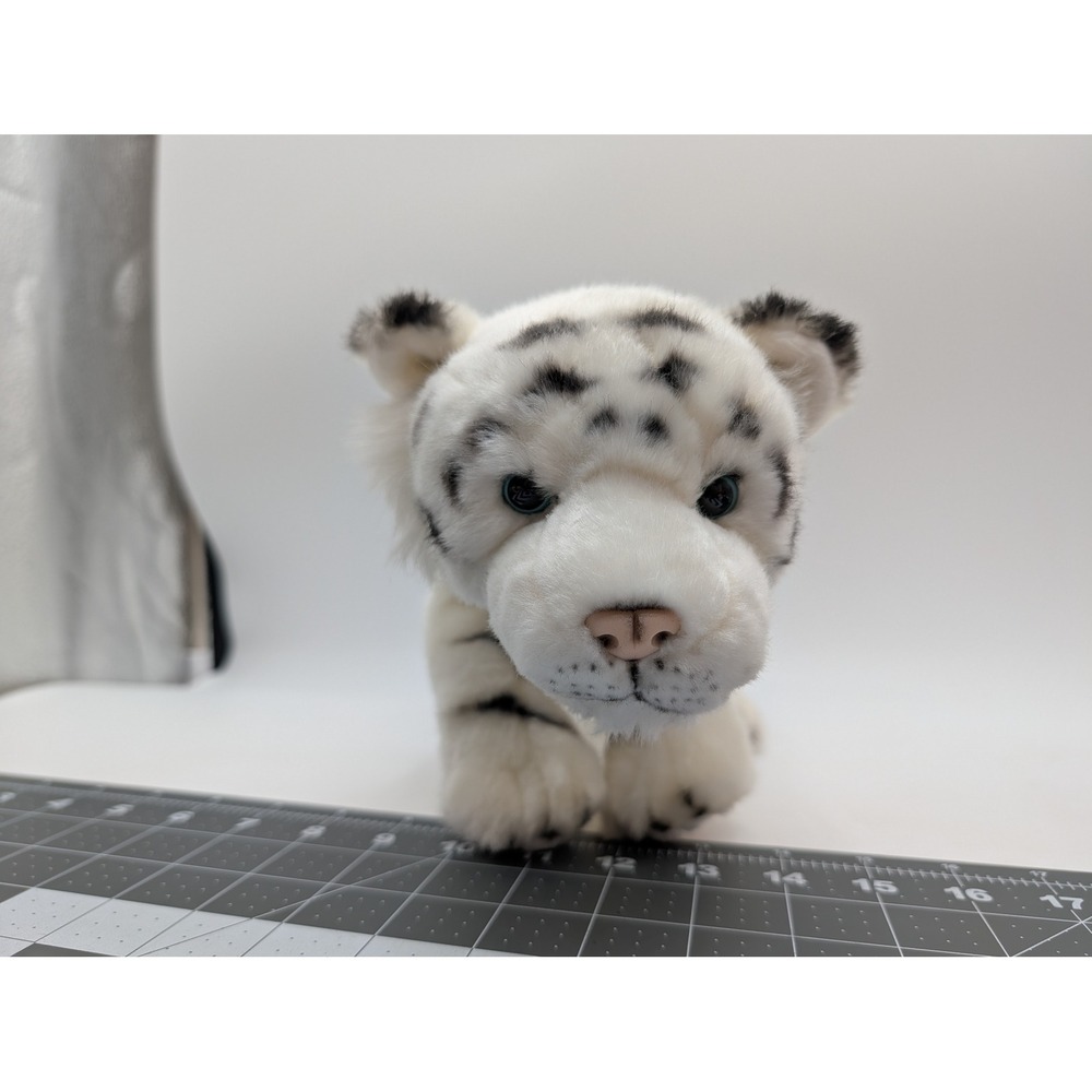 Nat Jules White Tiger Plush Large Demdaco Striped 8 Inch Tall Stuffed Animal Toy